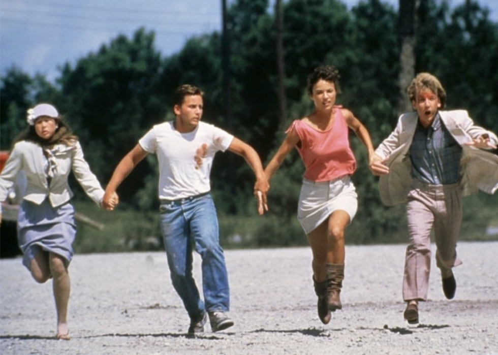 Emilio Estevez, Laura Harrington, John Short, and Yeardley Smith in ‘Maximum Overdrive’.