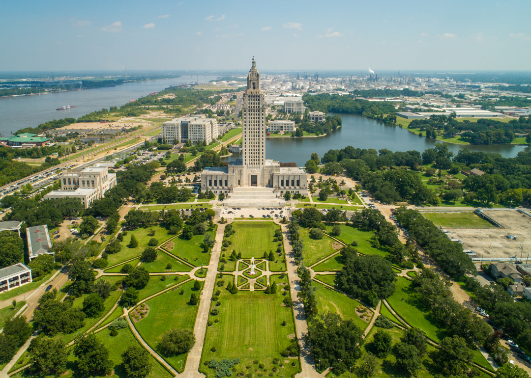 Aerial photo Baton Rouge State Capitol Park.