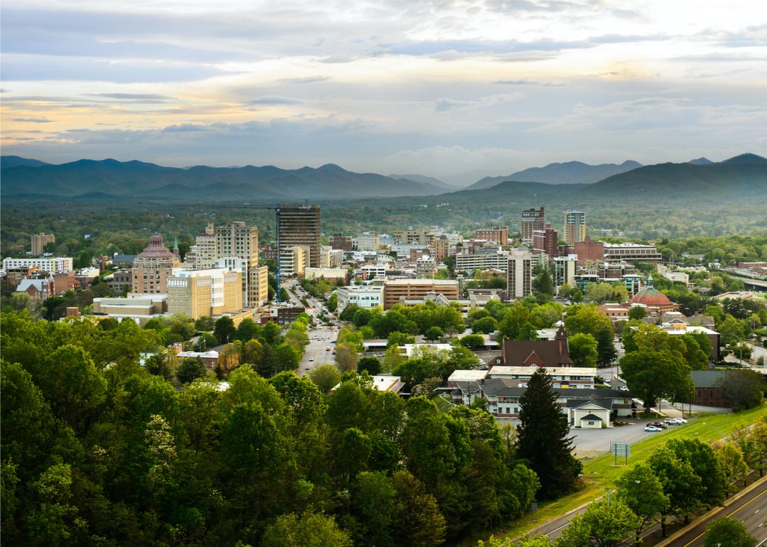 Asheville skyline in the fall.