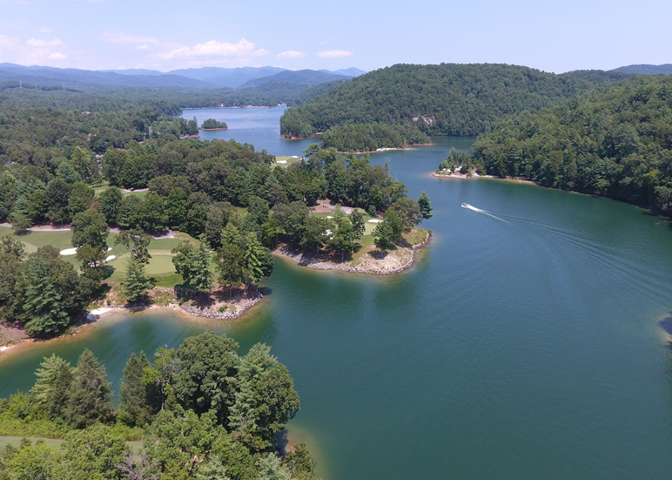 Aerial view of Lake Keowee and golf course.