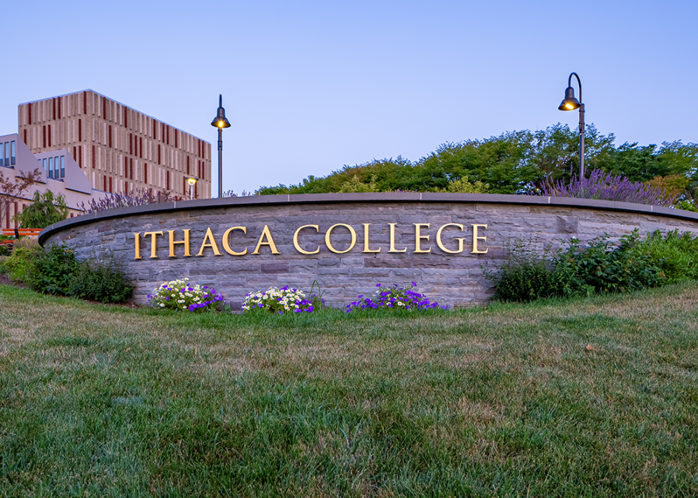 Ithaca College entrance sign.