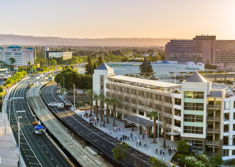 Elevated view of area surrounding Levi’s Stadium in Santa Clara, California.