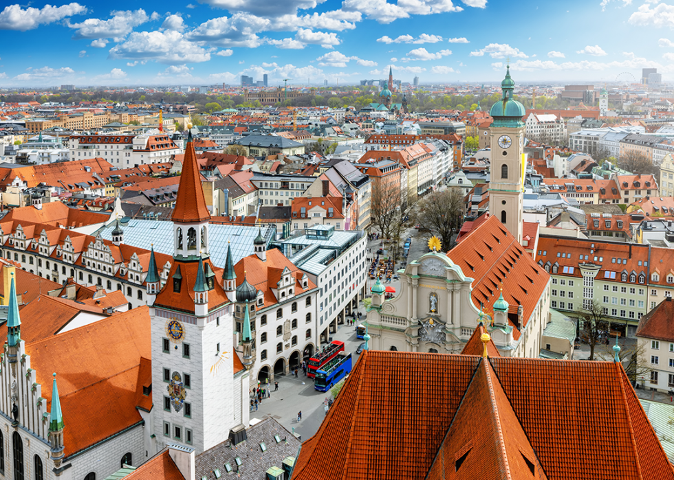 Elevated view of the Munich’s skyline.