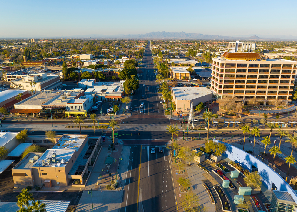 Aerial view of Mesa city center.