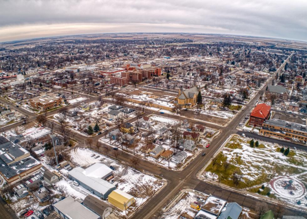 Aerial view of Aberdeen in winter.