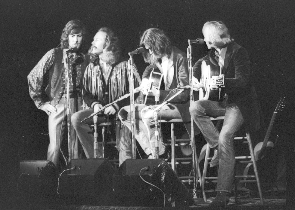 Crosby, Stills, Nash & Young perform at Olympia Stadium.