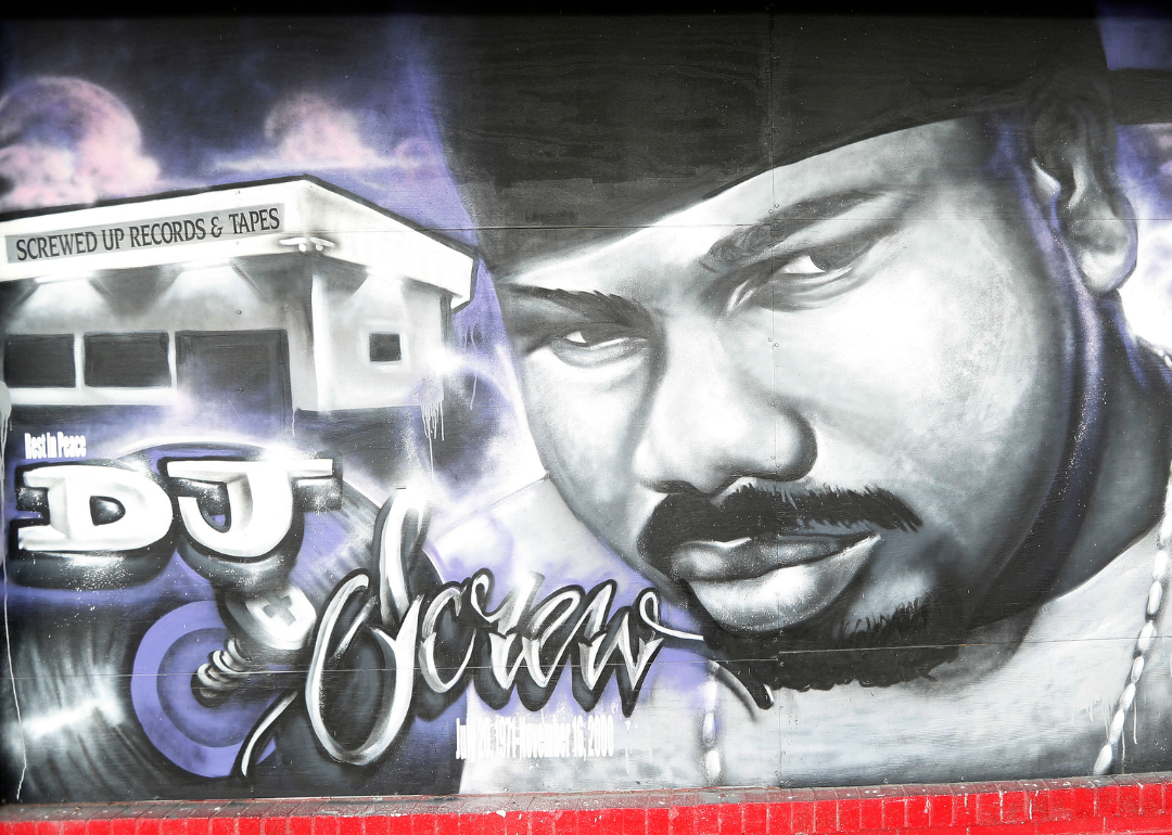 Wall mural at Screwed Up Records in Houston.