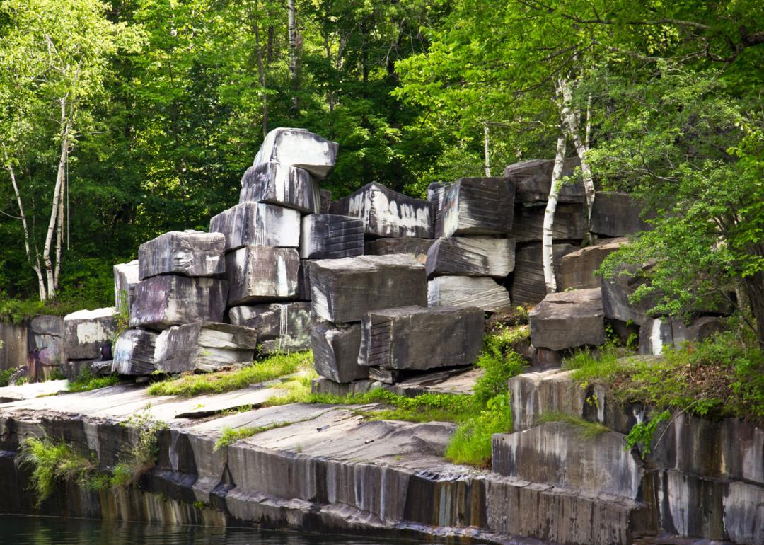 Marble blocks from Dorset quarry.