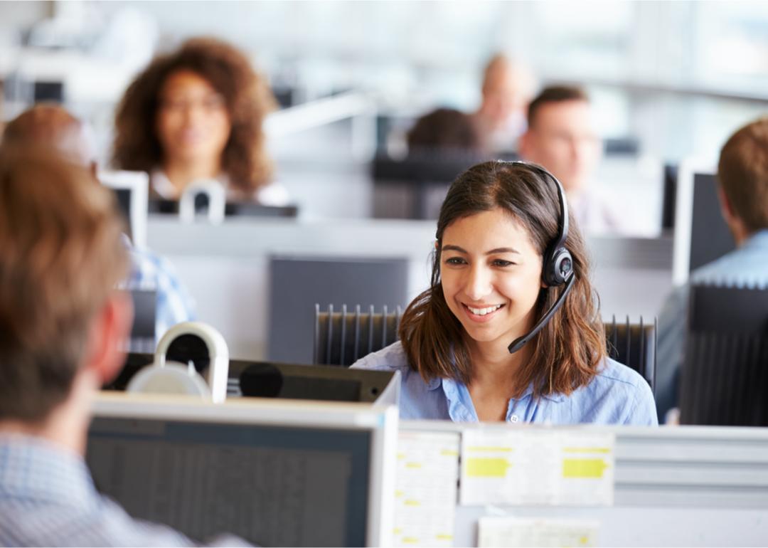 People working in call center.