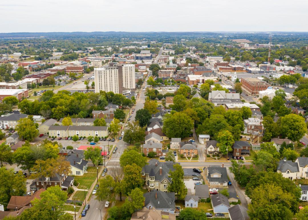 Aerial view Bowling Green cityscape.