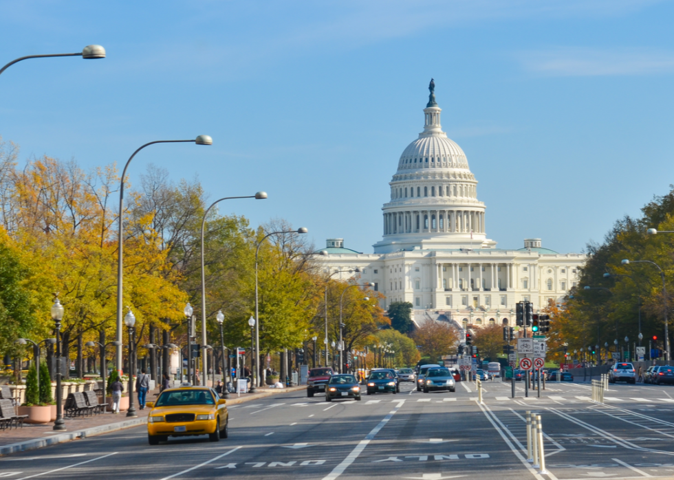 Pennsylvania Avenue and the U.S. Capitol.