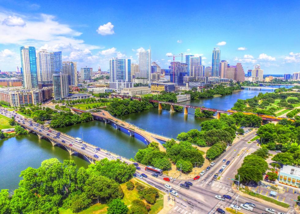 Aerial view Austin cityscape.