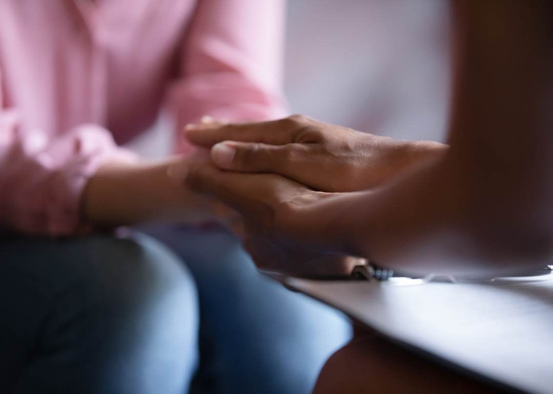 Closeup therapist expressing empathy and support.