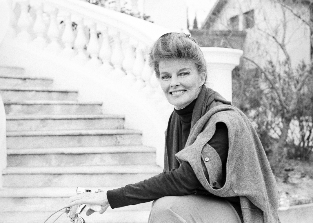 Katherine Hepburn smiles for a portrait in Nice.