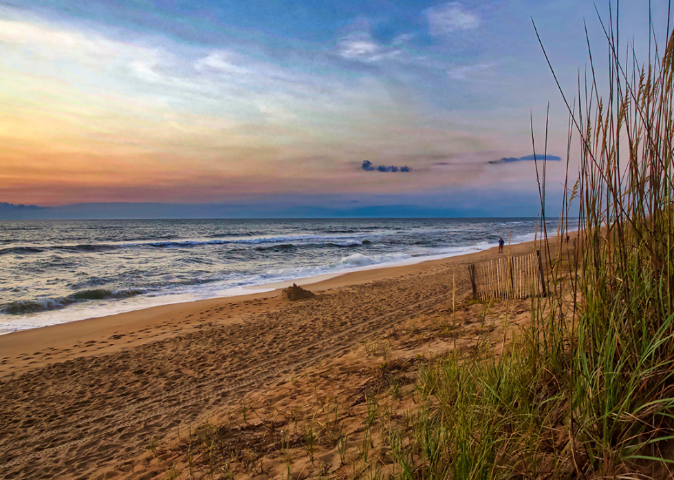 Colorful sunrise on a North Carolina beach.
