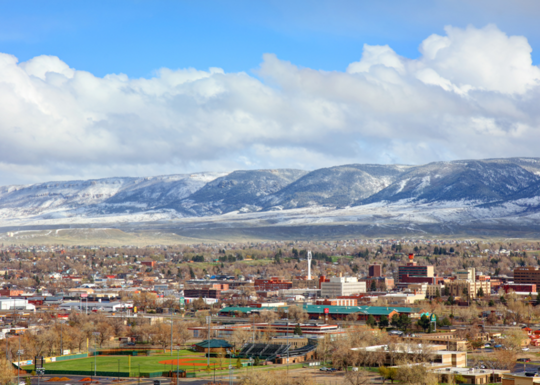 Casper cityview with mountain range.