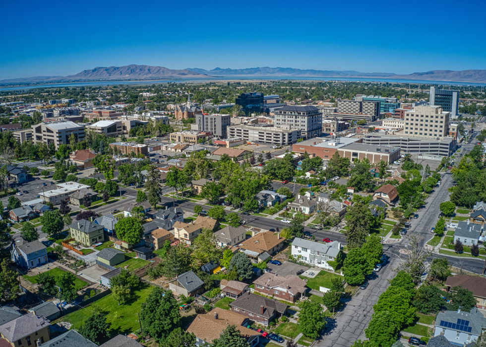 Aerial view of downtown Provo.