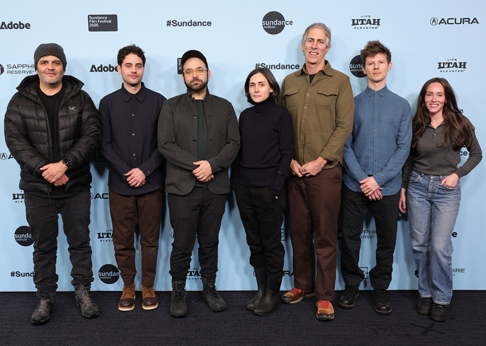 Chad Beck, Jamie Goncalves, David Osit, Jennifer Ollman, Arthur Bradford, Kellen Quinn and Molly Gilula attend "Predators" Premiere at Sundance.