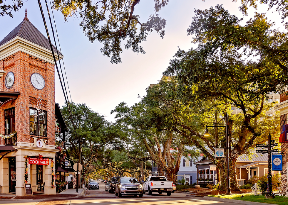 Shops line Washington Avenue in Ocean Springs.