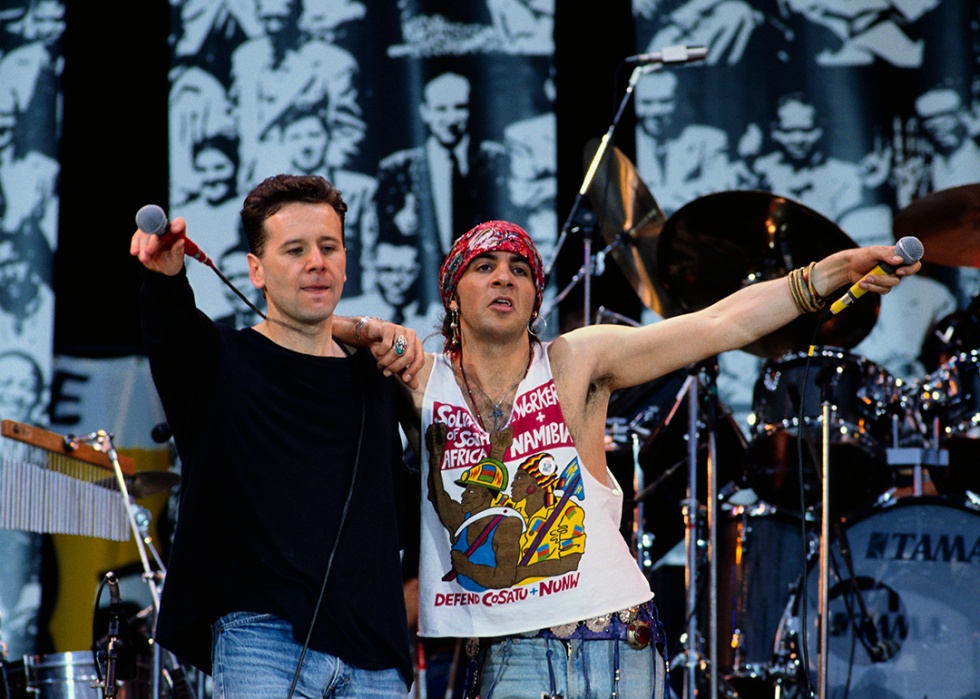 Jim Kerr and Steven Van Zandt perform at the Nelson Mandela Freedom Festival.