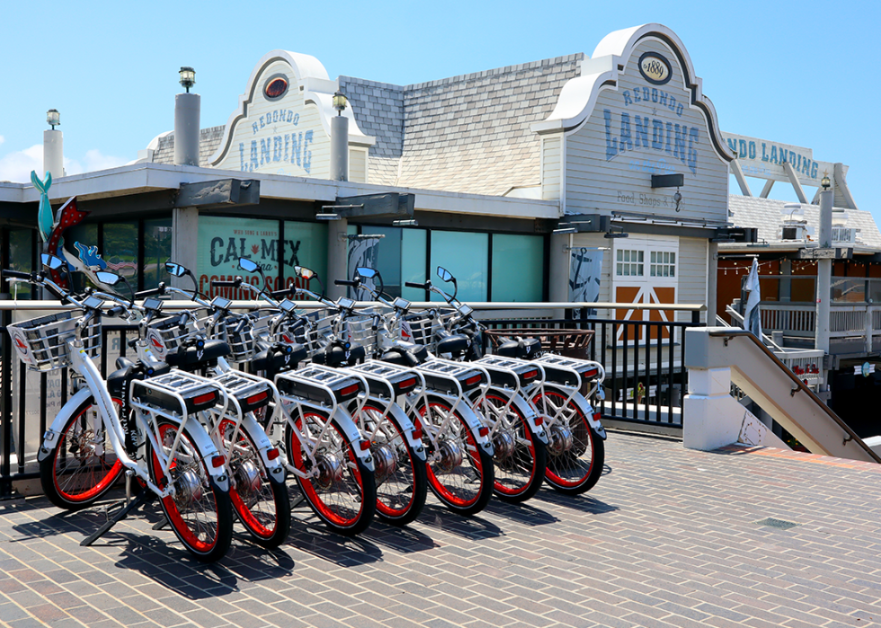 Rent Electric Bike Beach e Biking on Redondo Beach pier.