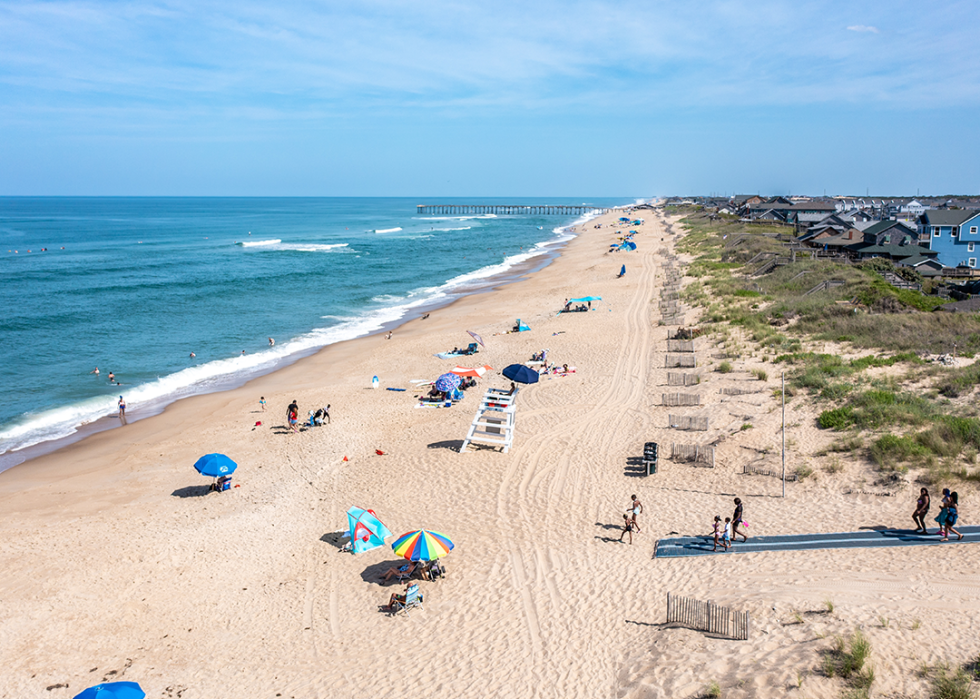 Looking South on a Sunny Summer Day over the beaches of Nags Head.