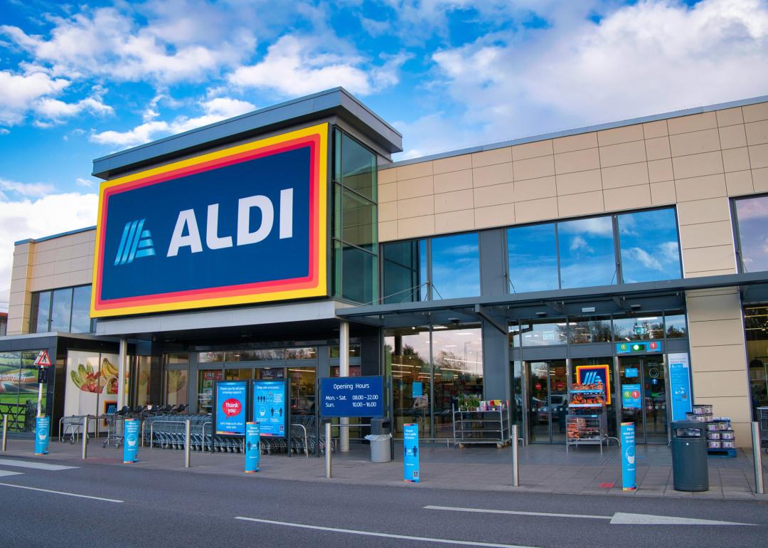 Exterior of Aldi store.