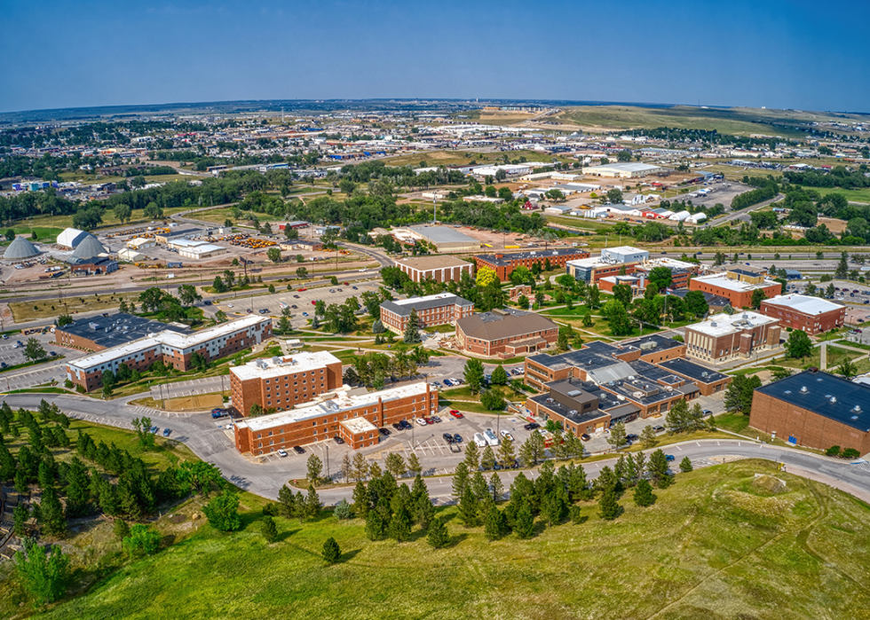 Aerial view of university in Rapid City.