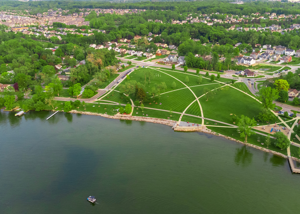 Aerial view of Walled Lake in Oakland County.