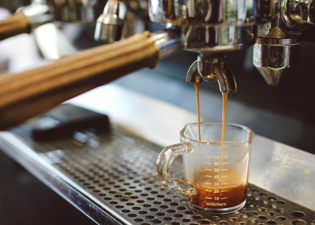 Professional espresso machine close-up.