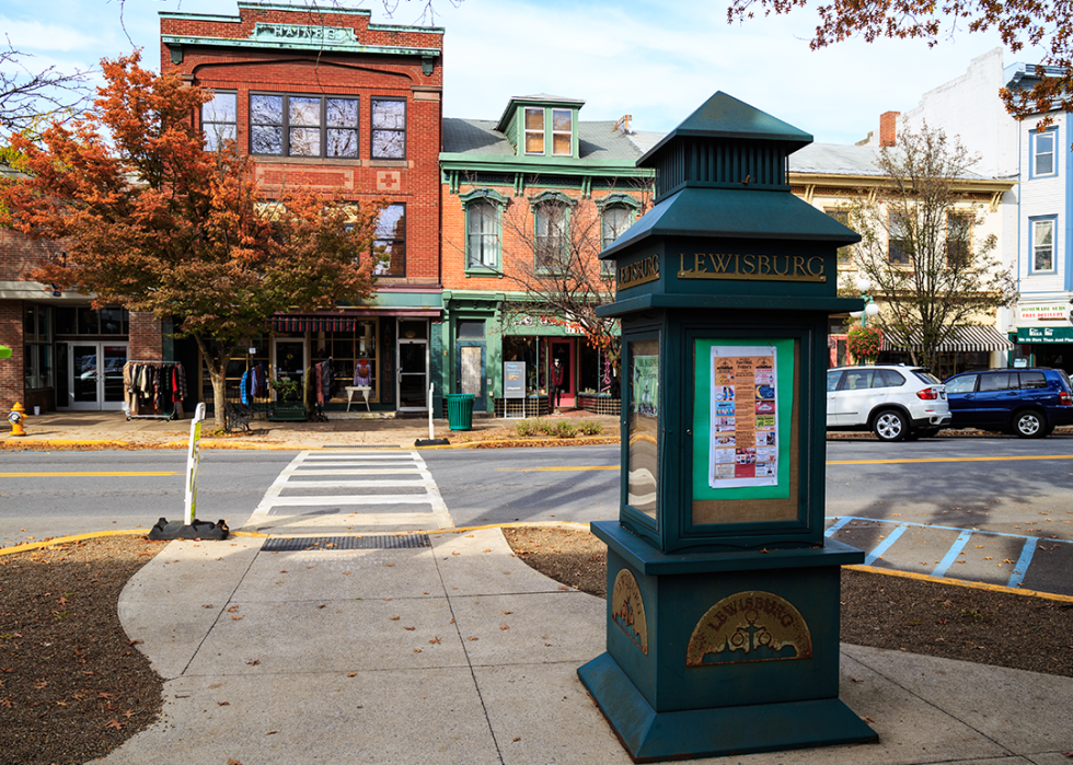 Pedestrian crossing in small town.