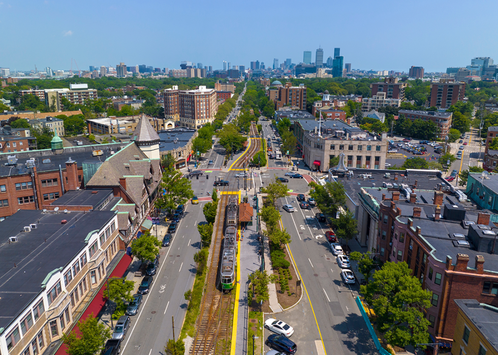 Elevated view from Coolidge Corner in Brookline.