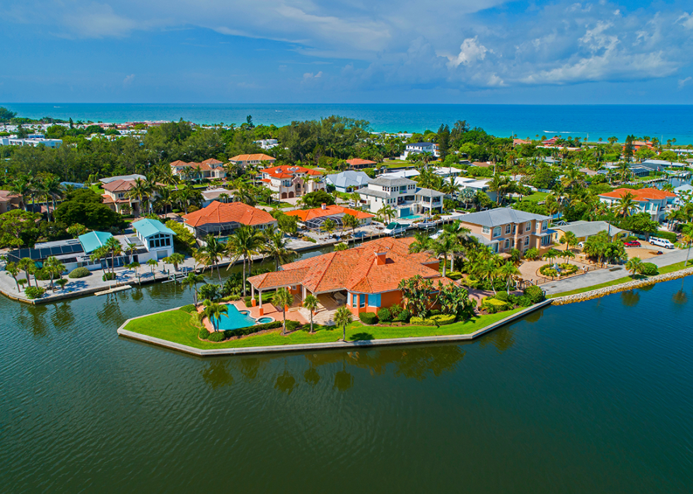 Aerial view of homes on Long Boat Key.