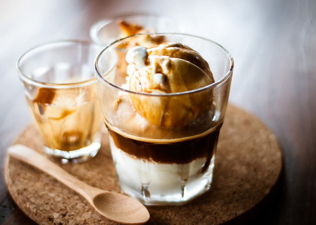 Close-up affogato coffee drink.