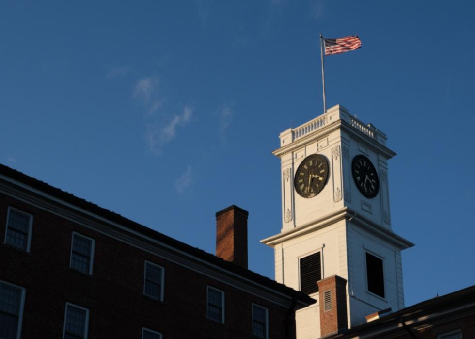 Johnson Chapel tower at Amherst College.