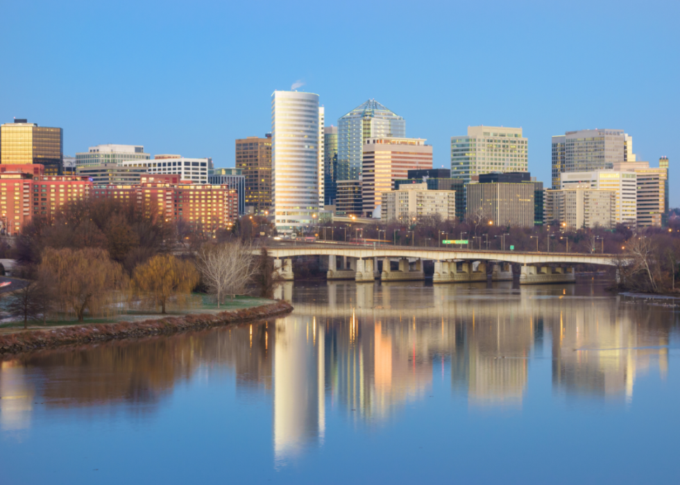 A view across the water of the Arlington skyline.