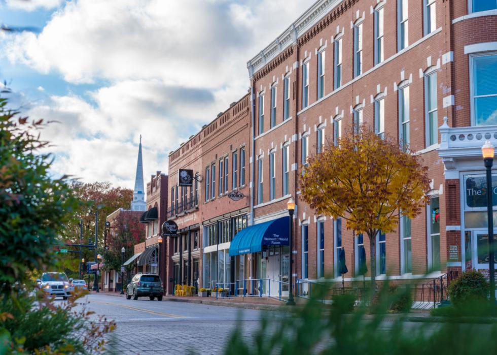 Looking down a quiet street of Bentonville.