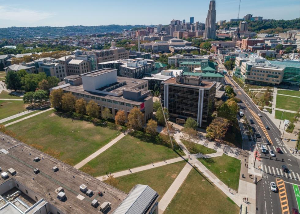 An aerial view of Carnegie Mellon.