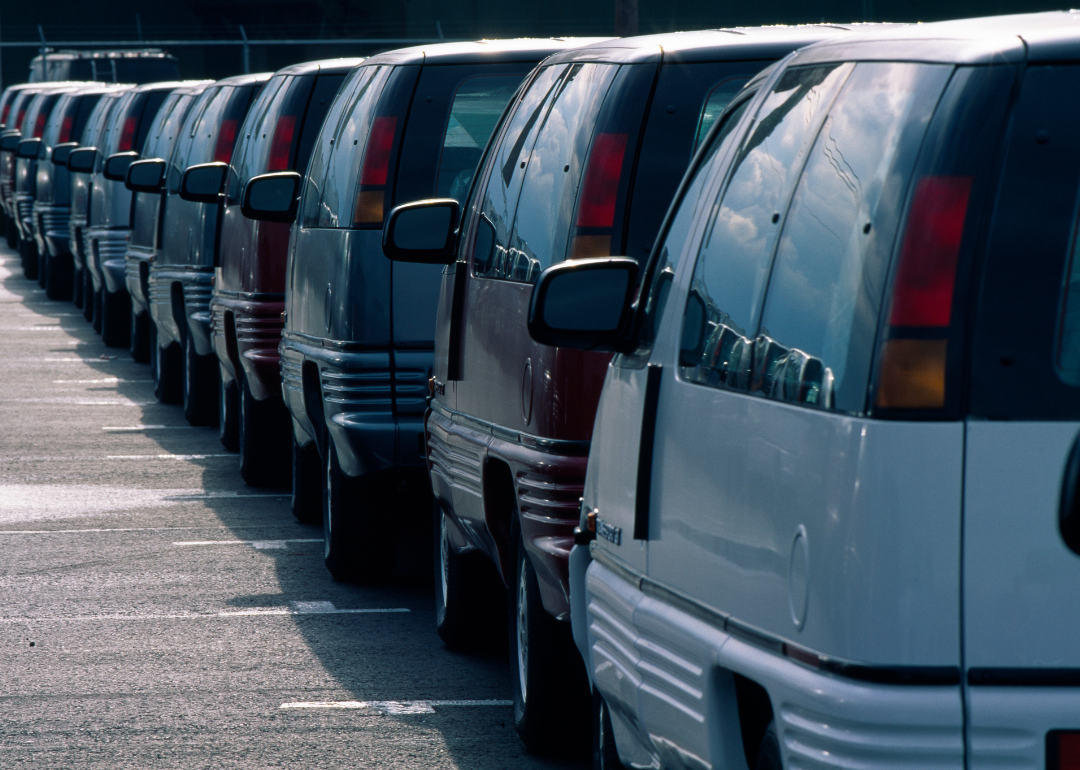 American Pontiac cars ready for export at Port Newton.