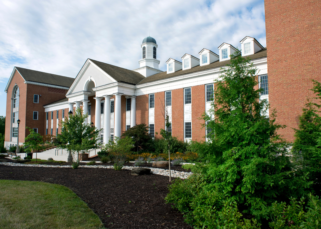 A red and white brick building at University of Maryland.