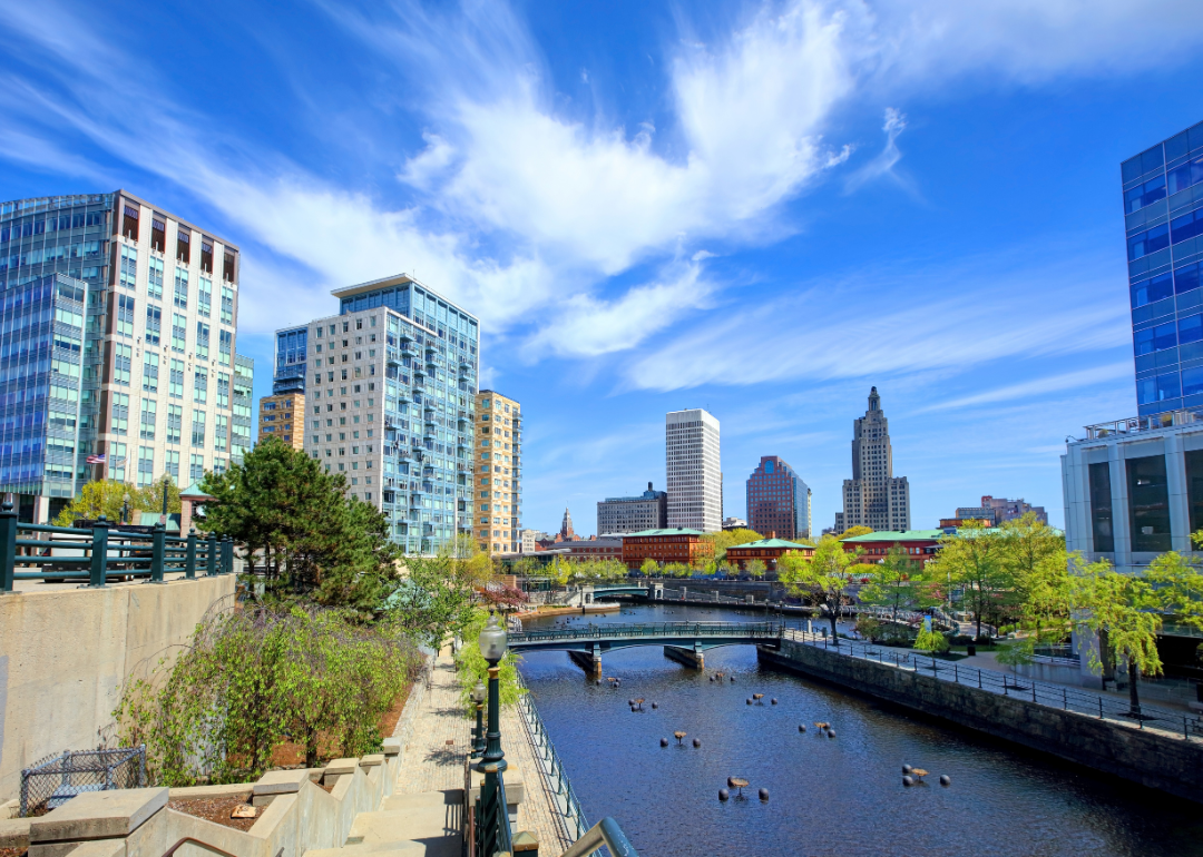 A waterway leading to downtown Providence.