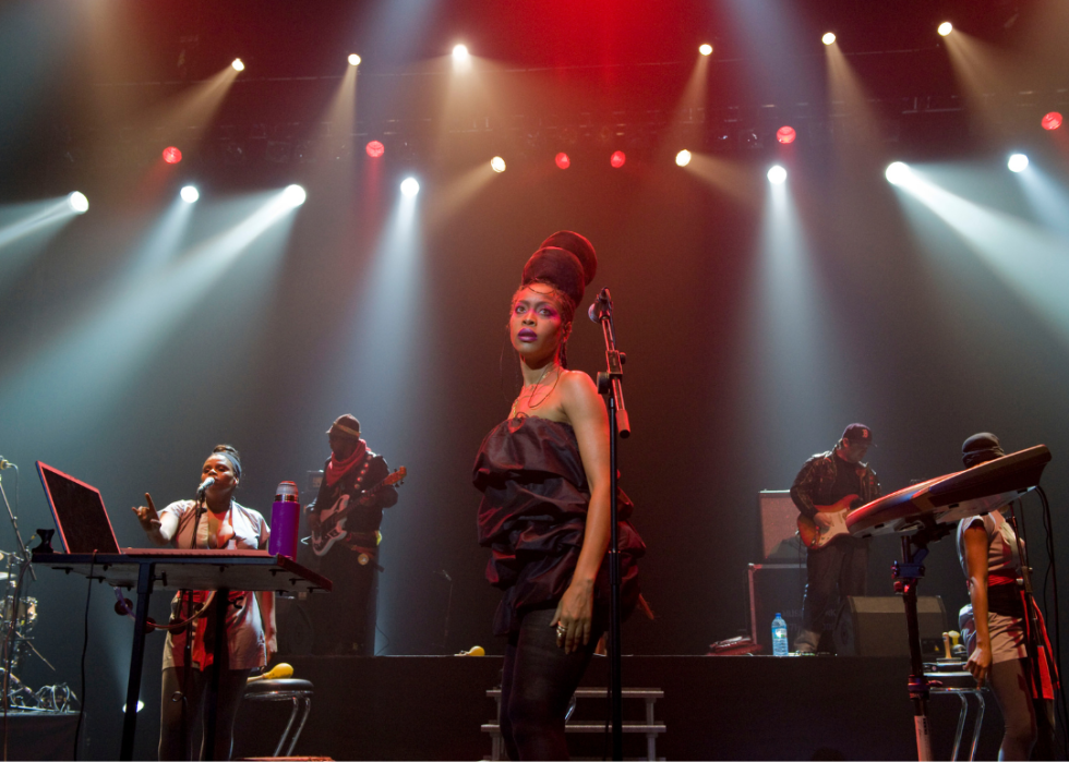 Erykah Badu performing.