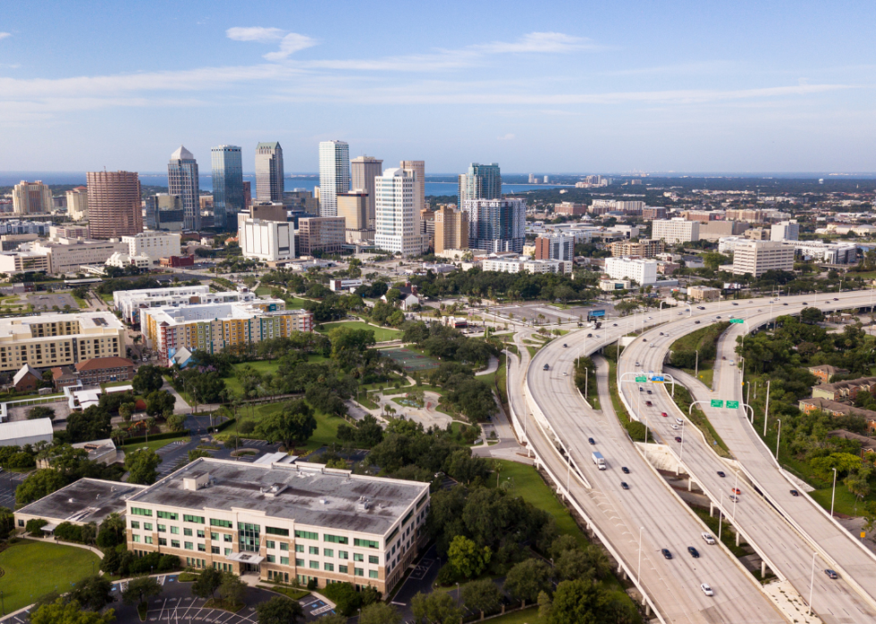 Interstate highway leading downtown. 