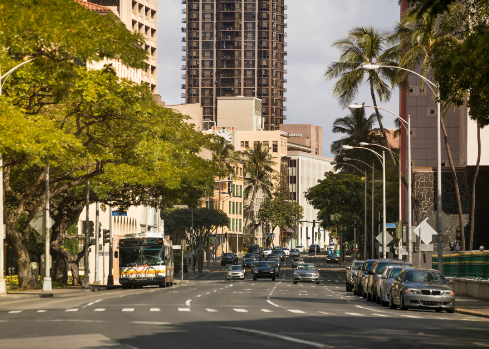 Downtown Honolulu traffic.