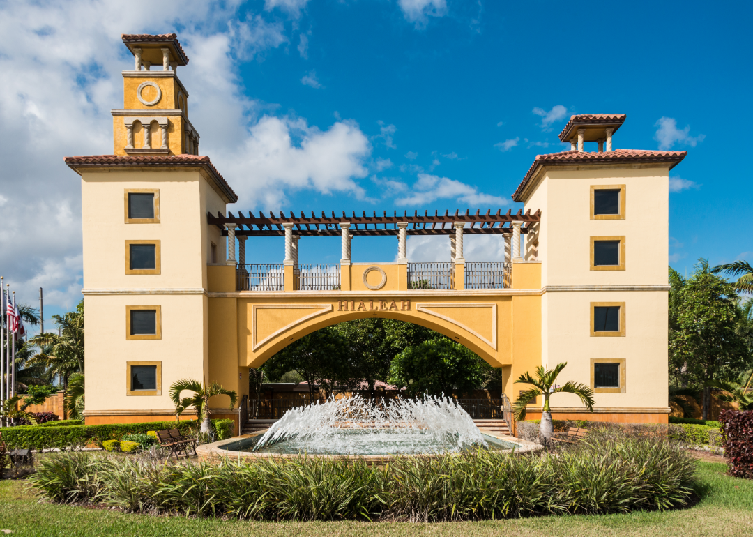 The Hialeah arch and welcome plaza.