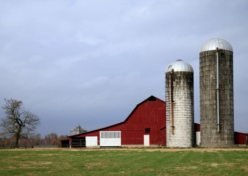 Barn and two silos near Manchester.