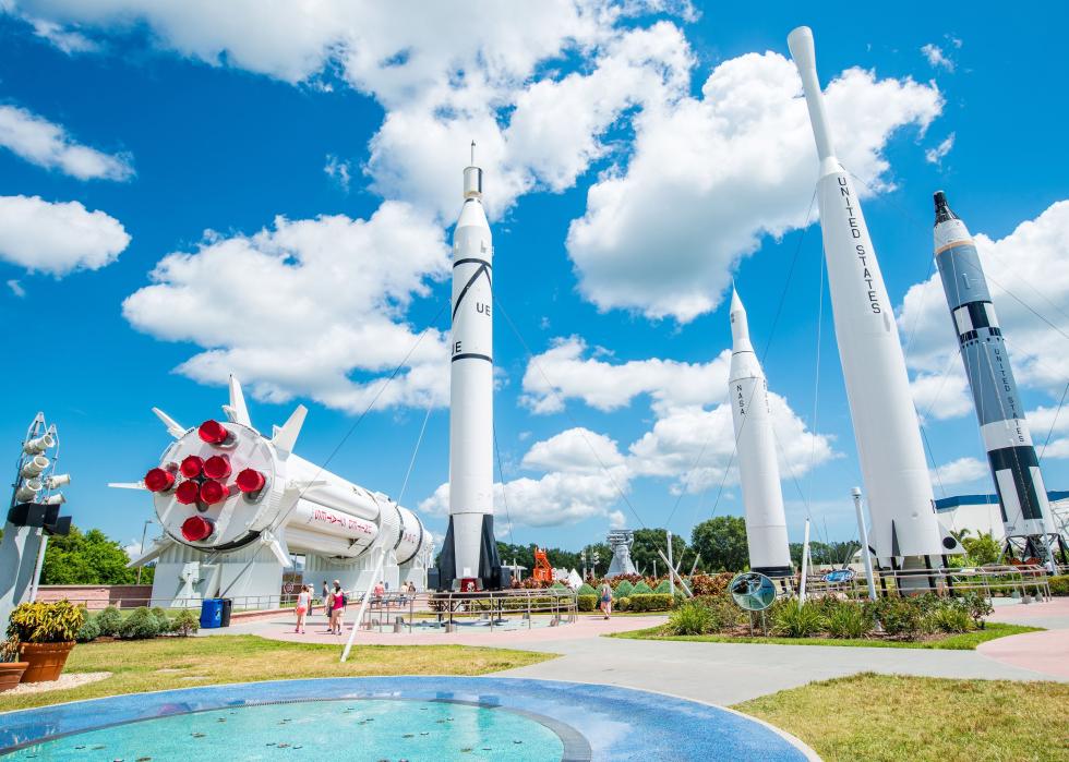 Kennedy Space Center Rocket Garden view on Merritt Island.