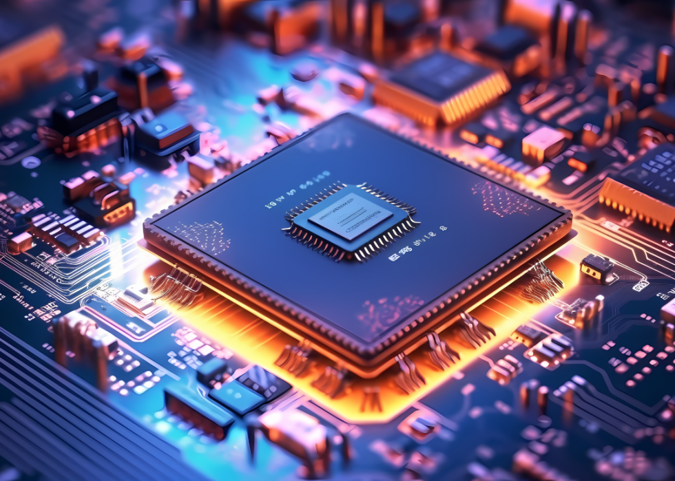 A close up of a microchip.