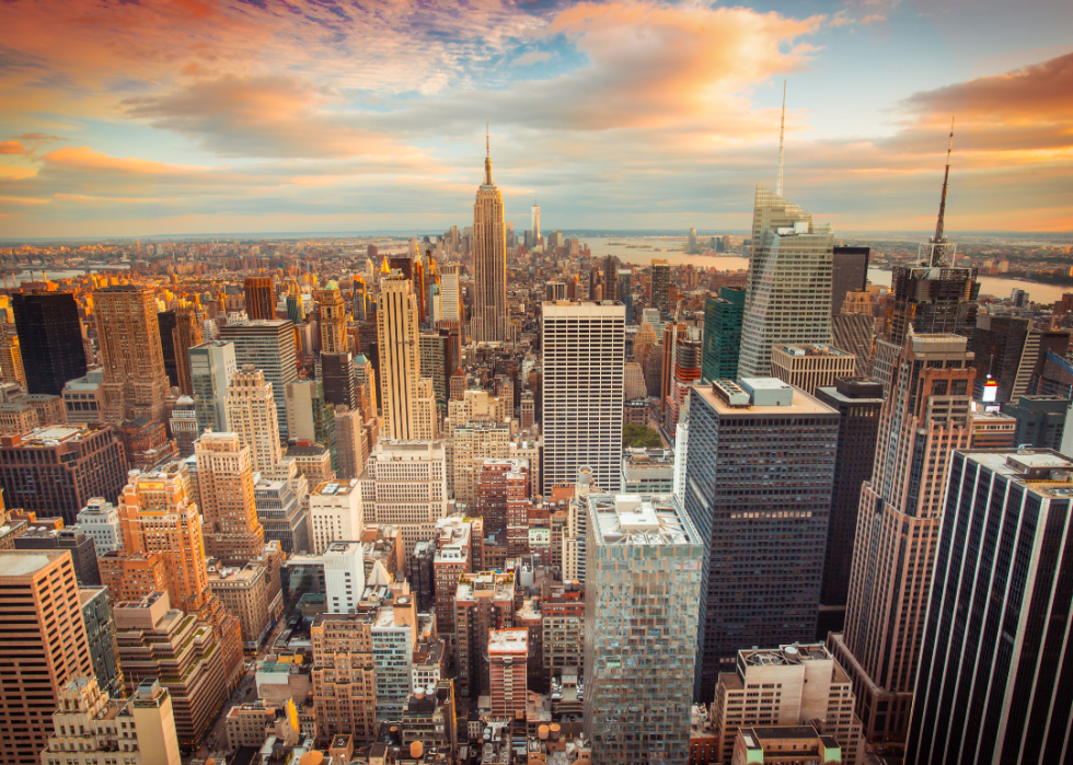 Skyline views of a city.