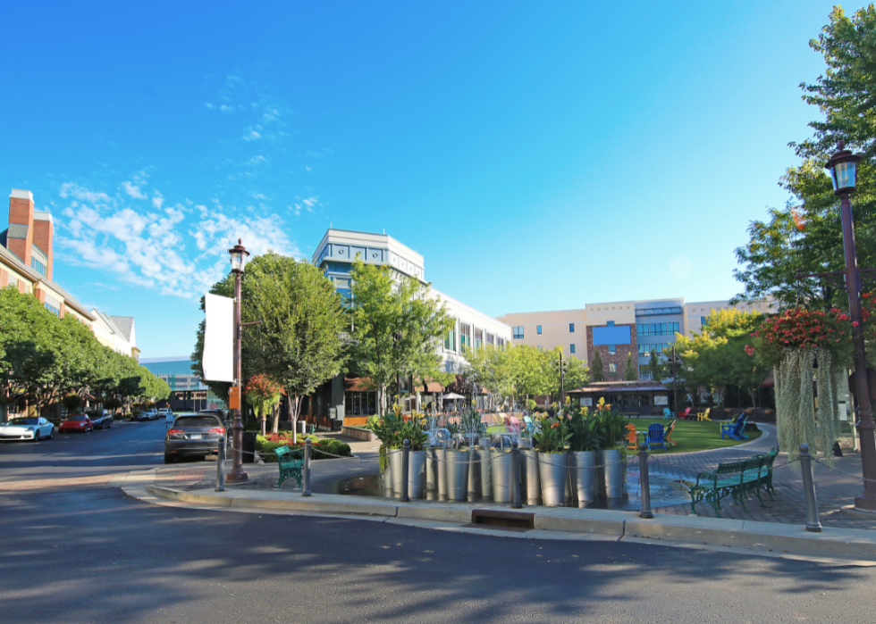 A street in downtown Overland Park, Kansas.